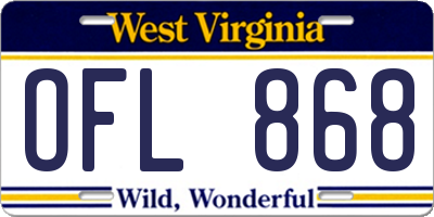 WV license plate OFL868