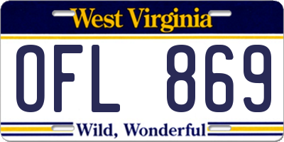 WV license plate OFL869