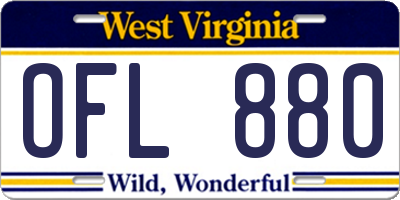 WV license plate OFL880