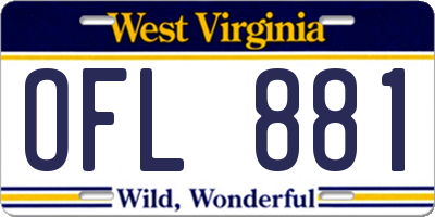 WV license plate OFL881