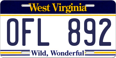 WV license plate OFL892