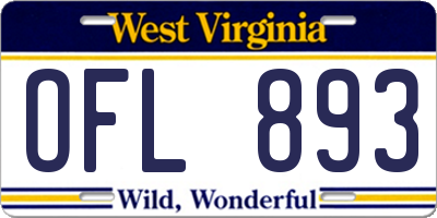 WV license plate OFL893