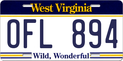 WV license plate OFL894
