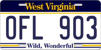 WV license plate OFL903