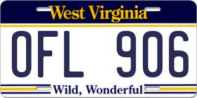WV license plate OFL906