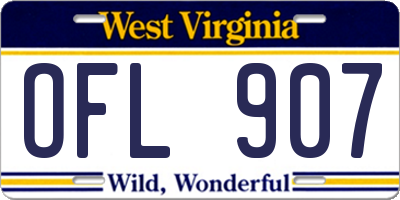 WV license plate OFL907