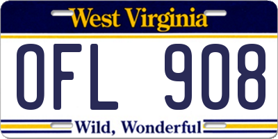 WV license plate OFL908