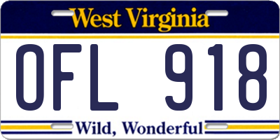 WV license plate OFL918