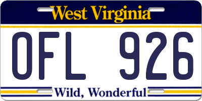 WV license plate OFL926