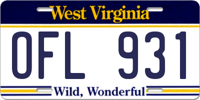 WV license plate OFL931