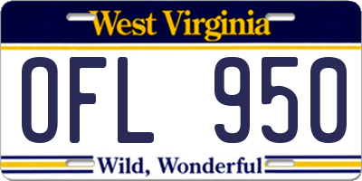 WV license plate OFL950
