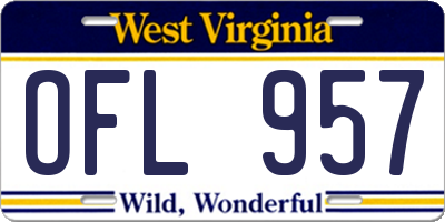 WV license plate OFL957