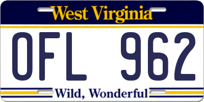 WV license plate OFL962