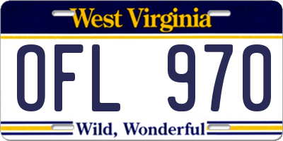 WV license plate OFL970