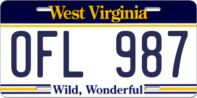 WV license plate OFL987