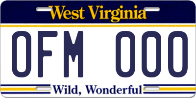 WV license plate OFM000