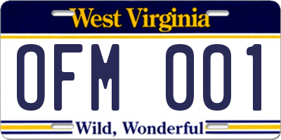 WV license plate OFM001