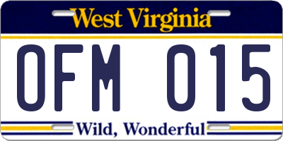 WV license plate OFM015