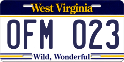 WV license plate OFM023
