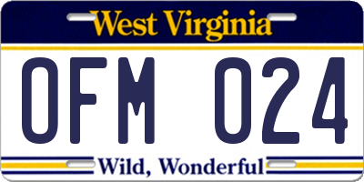WV license plate OFM024