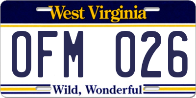 WV license plate OFM026