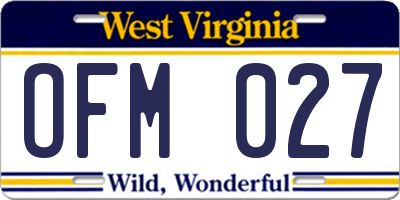 WV license plate OFM027