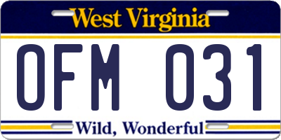 WV license plate OFM031