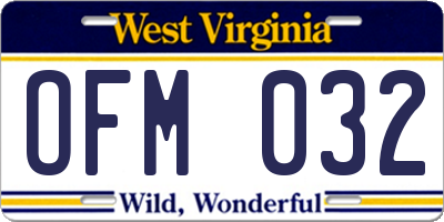 WV license plate OFM032