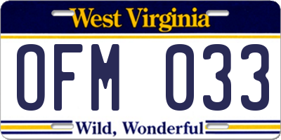 WV license plate OFM033