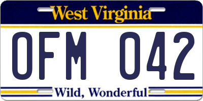 WV license plate OFM042