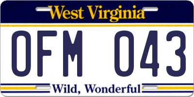 WV license plate OFM043