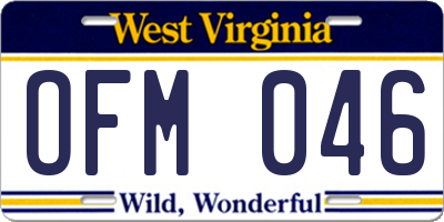 WV license plate OFM046