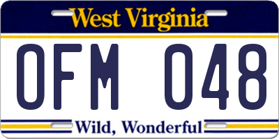 WV license plate OFM048