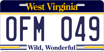 WV license plate OFM049