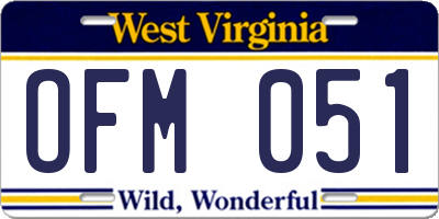 WV license plate OFM051