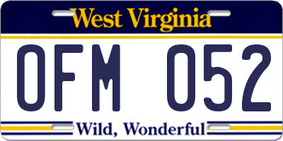 WV license plate OFM052