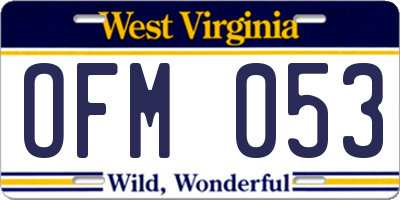 WV license plate OFM053