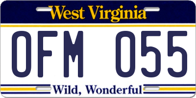 WV license plate OFM055