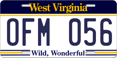WV license plate OFM056