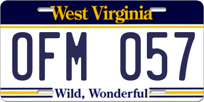 WV license plate OFM057