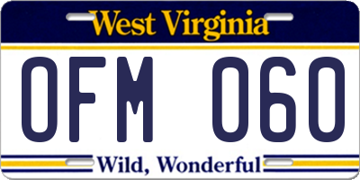 WV license plate OFM060