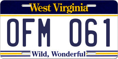 WV license plate OFM061