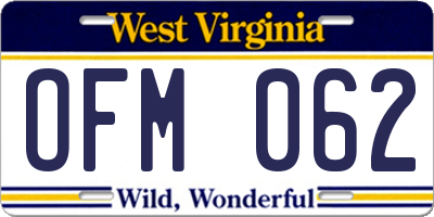 WV license plate OFM062