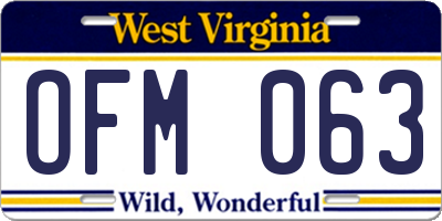 WV license plate OFM063