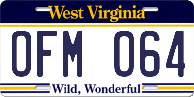 WV license plate OFM064