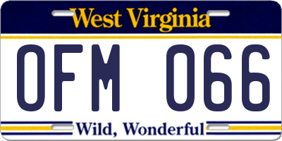 WV license plate OFM066