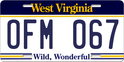 WV license plate OFM067