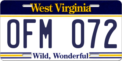 WV license plate OFM072