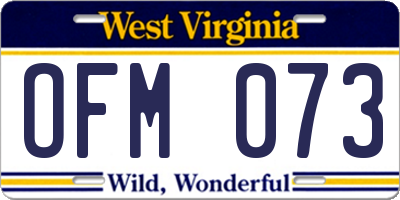 WV license plate OFM073