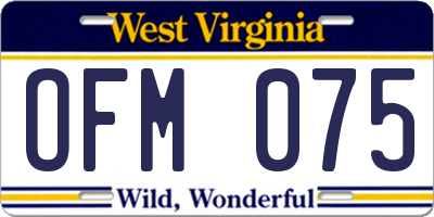 WV license plate OFM075